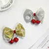 Adorno de Encaje de Oro y Plata Transfronterizo Cereza Lazo Grande Hecho a Mano DIY Accesorios para el Cabello Ropa Zapatos Sombreros Accesorios de Decoración para Mascotas