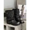 Botas de Moda Otoño/Invierno 2026, Botas tipo Martin, Botas de Media Caña, Botas de Suela Gruesa, Botas para Mujer con Hebilla, Punta Redonda y Tacón Grueso, Botas para Pantalón
