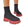 Nuevas Botas Cortas de Moda Europeas y Americanas con Punta Redonda, Tejido Fly-Knit, Suela Gruesa, Comercio Exterior, Tallas Grandes, para Mujer, en Stock