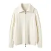 Nuevo cárdigan de punto de cachemira para Otoño e Invierno, moda simple, camisa POLO con cremallera, simple para ir al trabajo, estilo coreano, manga larga, mujer