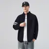 Suéter de Tricô Jacquard Liso com Zíper, Estilo Novo Outono/Inverno 2025 para Homens, Solto e Versátil, Cardigan Casual para Casais