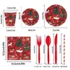 Productos Nuevos Transfronterizos Fiesta Navideña Suministros Festivos Platos de Papel Vasos de Papel Servilletas Absorbentes Decoración de Mesa Vajilla en Stock