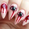 Unhas Vestíveis Amêndoa para Halloween Estilo Ins Europeu e Americano Olhos Gota de Sangue Unhas Postiças Removíveis Manicure Patches Unhas