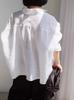 Camisa de Algodón y Lino de Manga Larga para Mujer, Largo Medio Estilo Coreano Suelta Talla Grande Manga Murciélago Lino Casual Protección Solar Camisa Moderna