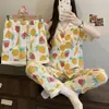 Yunduo Algodón Nuevo Lindo Pijama para Mujer 2026 Verano Delgado Manga Corta Conjunto de Tres Piezas Dibujos Animados Pony Ropa de Casa Disparo Real