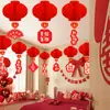 Nuevas linternas de papel de plástico, linternas rojas festivas de panal, decoraciones de boda con patrones exquisitos, linternas de papel pequeñas para bodas