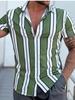 Verão Masculino Camisa de manga curta Amazon Europeia e Americana Cross-border Masculino listrado Casual Loose manga curta Street Top