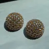 Pendientes Redondos Super Brillantes de Diamante Completo, Pinzas para Orejas de Circonita Resistentes de Lujo Ligero, Pendientes Geométricos Elegantes de Plata 925 para Viajeros de Alto Nivel
