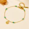 Novo Elegante Retro Novo Estilo Chinês Luz Luxo High-end Presente Conchas de Pedra Verde Conchas Banhadas a Ouro 18K Titânio Aço Explosões