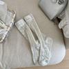 Calcetines de mujer primavera y verano nuevos combinación miu azul gris lazo calcetines de media caña algodón fino transpirable calcetines de media caña en vivo