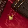 Collar de Calabaza Cepillada Estilo Antiguo de Plata de Ley S925 para Mujer, Nuevo Estilo Chino Tendencia Nacional Colgante de Fortuna, Cadena de Clavícula de Alta Gama