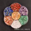 Grava de Cristal Piedra Cruda Colorida Chakra Flor de Ciruelo Caja de Regalo Set Disco Tallado Carácter Reiki Adornos Piedra de Energía