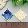 Colgante de aleación con goteo de color, paisaje natural, pintura al óleo, montaña nevada, colgante, accesorios para pulsera y collar DIY