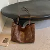 Bolsa Tote Ombro Único Casual Estampa de Leopardo para o Dia a Dia Retrô Grande Capacidade Camurça Feminina Outono/Inverno 2026 Floresta Fofa