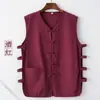 Chaleco de Anciano Verano Casual Chaleco de Lino Chaleco Sudadera de Algodón y Lino para Hombre Hebilla Vintage Estilo Chino Chaqueta de Magnolia Camiseta sin Mangas