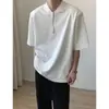 Camiseta de Meio Zíper de Manga Curta Insane High Street Americana Cleanfit para Homens e Mulheres Ins Tendência Europeia e Americana Loose Top Básico