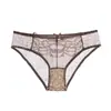 Estampado de Leopardo Ebrio ~ Bragas de Encaje de Satén Hueco Francés Atractivo Femenino Malla con Estampado de Leopardo Calzones para Mujer