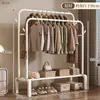 Arara de Roupas de Chão Dupla Haste Dupla Camada para Quarto, Cabideiro Móvel Doméstico, Varal de Secagem para Varanda, Dropshipping Disponível