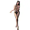 Body Sexy com Recortes e Gola Halter, Renda de Peixe Sexy Transparente, Lingerie de Luxo, Abertura na Virilha Sem Necessidade de Remover L48