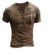 Camiseta masculina europeia e americana de verão de 2023 com sete aberturas para o Halloween, impressão 3D, manga curta, gola em V, retrô, camiseta engraçada masculina