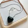 Em Estoque Importado da Coreia Corrente de Contas Metálicas Dongdaemun Corda Preta Colar Longo de Coração Corrente para Suéter Moda Doce Estilo Cool