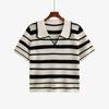 Top Elástico de Mujer Talla Plus Estilo Dulce con Cuello Polo, Modelo Verano 2026 para Mujeres Gorditas, Camiseta Holgada de Manga Corta 22907