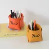 Porta bolígrafos de escritorio de oficina de lujo ligero Caja de almacenamiento para controles remotos y artículos varios Cesta de almacenamiento de cuero para cosméticos de cuidado de la piel
