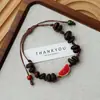 Pulsera de Grano de Café de Cerámica Jingdezhen, Refrescante y que no se decolora, Joyería de Alta Gama para Mujer, Accesorio Versátil de Nuevo Estilo Chino, Mayoreo