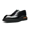 [Britânico] Sapatos Casuais de Couro com Solado Grosso Britânicos, Sapatos Derby Formais para Negócios, Couro Genuíno Couro Envernizado Brilhante Casamento Novo Diamante