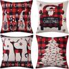 Almohada Navideña Popular de Temu con Estampado de Papá Noel, Material de Lino, Funda para Cojín Decorativo de Sala de Estar de Invierno