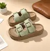 Sandalias de Verano con Patrón Tejido para Exportación, Suela Gruesa para Mujer, Chanclas Deslizables Ajustables con Doble Hebilla para Exteriores, Sandalias Antideslizantes de Suela Suave