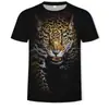 Venta Directa de Fábrica Tendencia de Verano Nuevo León Tigre Impresión Digital 3D Camiseta de Manga Corta Suelta con Cuello Redondo para Hombre