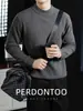 Suéter de Lã Tricotado Quente de Gola Alta Meia-Calça Macio de Modal de Alta Qualidade para Homens, Roupa Interna Simples para Outono e Inverno com Listras Verticais
