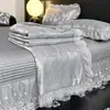 Conjunto de Quatro Peças Capa de Colcha de Verão Estilo Princesa Seda de Gelo Lençol de Cama Saia de Cama Cobertura de Cama Lençol 2026 Novo Fino Colcha de Ar Condicionado