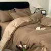 Juego de cuatro piezas jacquard teñido en hilo de algodón de fibra larga 100s, funda de edredón 100% algodón puro, sábana bajera, juego de ropa de cama con sábana bajera ajustable hipoalergénica 4