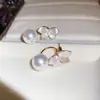 Charme Delicado e Feminino~ Brincos de Flor com Zircônia e Pérola, Brincos de Luxo Leve e de Alta Qualidade, Doces e Delicados, Brincos Versáteis para Mulheres