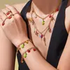 Roda Gigante Aço Inoxidável Gotejamento de Óleo Fruta Zircônia Pingente DIY Corrente de Clavícula Pulseira Anel Moda Luxo Acessível Conjunto para Mulheres