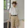 Camisa feminina casual estilo japonês, nova moda verão 2024, design estilo coreano, gola alta, manga curta, cor sólida, estilo japonês