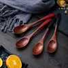 Cuchara creativa de madera para amantes al por mayor 19.5*3.5cm Cuchara de madera con mango curvado japonés cuchara para el hogar cuchara vajilla