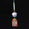 Colgante de Gato de la Suerte de Cerámica Paz y Alegría Adorno de Dibujos Animados con Pez Koi Adjunto y Lleno de Buena Suerte Decoración para Bolso de Teléfono Móvil