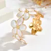 Nuevo brazalete abierto floral con goteo de aceite transfronterizo para mujer, dulce, simple y de alta gama, joyería de nicho de lujo ligero europea y americana