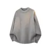 25 Suéter Sencillo de Punto Color Sólido Cuello Redondo Estilo Perezoso Casual Otoño/Invierno Camisa Base de Manga Larga para Hombre Estilo Pareja