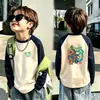 Camada Base de Lã para Meninos 2026 Outono/Inverno Novo Estilo Camiseta de Manga Longa com Bloco de Cores para Crianças Roupa de Baixo Outono/Inverno