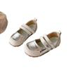 Sapatos de Couro Pequenos para Meninas 2025 Outono Estilo Princesa Sapatos de Sola Macia Verão com Saia Sapatos Prateados Sapatos Infantis