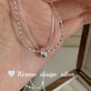 Estilo Ins Coreano Adornos Plateados Plata de Ley S925 Cadena de Aceituna de Doble Capa Anillo Rombo Lutong Collar Clavícula Sentido de Alta Calidad