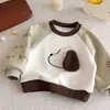 Sudadera con Forro Polar para Niños Ropa de Otoño/Invierno Infantil 2026 Nuevo Estilo Cuello Redondo Bloque de Color Capa Base Casual de Invierno para Bebé