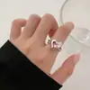 Anillo de Lujo de Nuevo Estilo Simple y Elegante Transfronterizo para Mujer, Banda Geométrica Lisa Personalizada, Anillo Abierto de Circonita al por Mayor