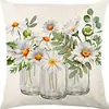 Funda de Almohada Cruzada Caliente de Primavera y Verano Flor Hoja Verde Mariposa Funda de Almohada Cojín de Sofá para el Hogar Almohada de Dormitorio