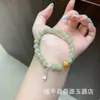 Pulseira degradê de jade Hetian cor de água natural com contas de jade Hetian de 8mm cortadas retas e contas redondas amarelas transmissão ao vivo