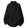 Nova Blusa de Moletom Masculina de Outono com Gola Meia-Alta, Zíper, Manga Longa, Top Esportivo Casual Tendência Cor Sólida, Suporta Impressão de Imagem Personalizada